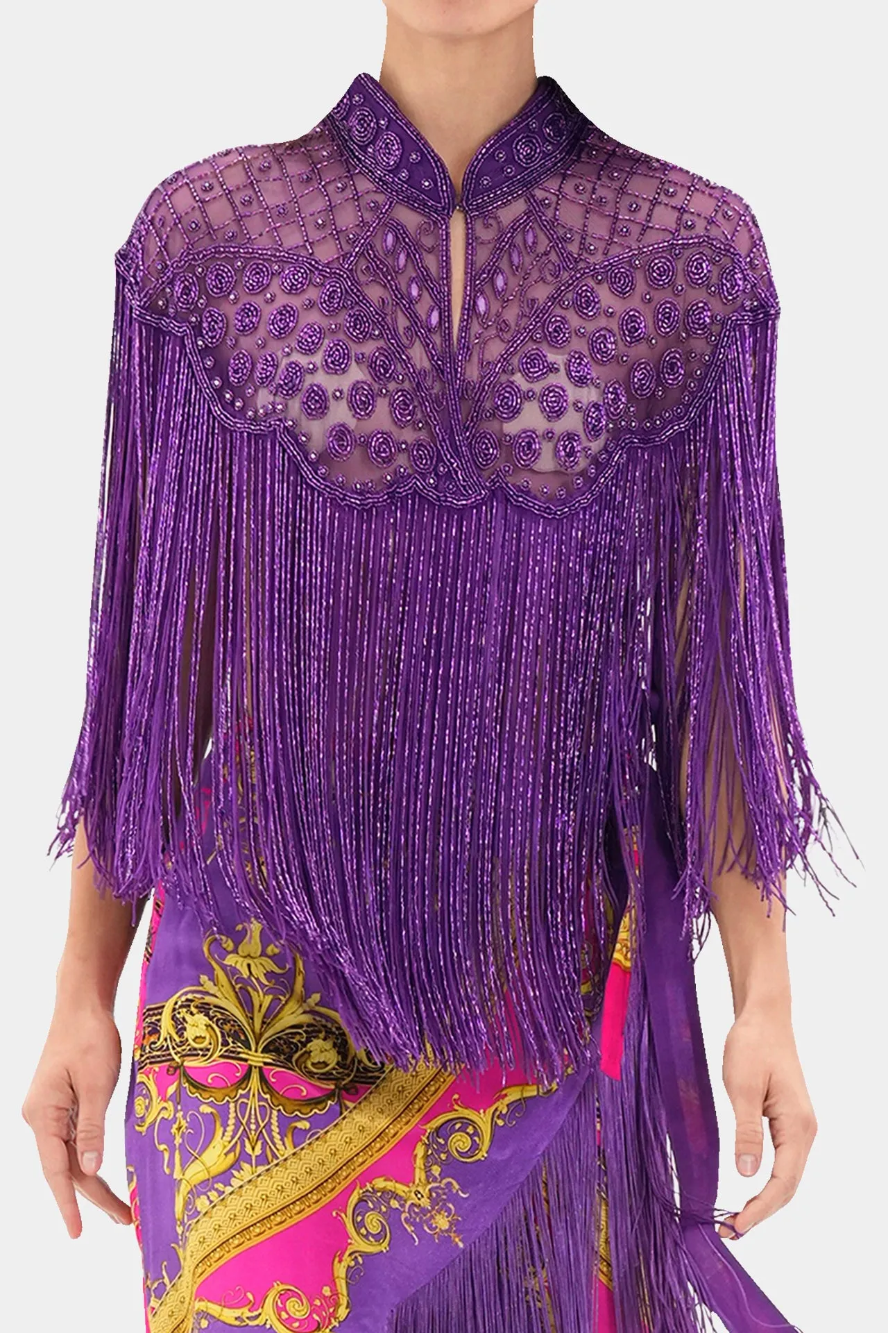 Crochet Short Jacket in Purple