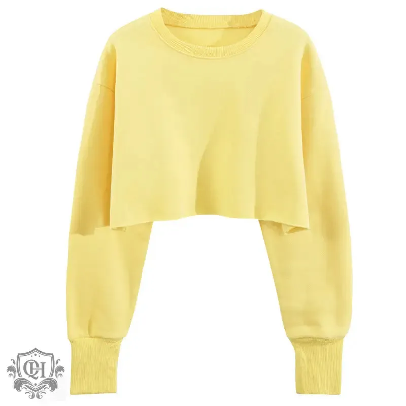Cropped Solid Cotton Sweater