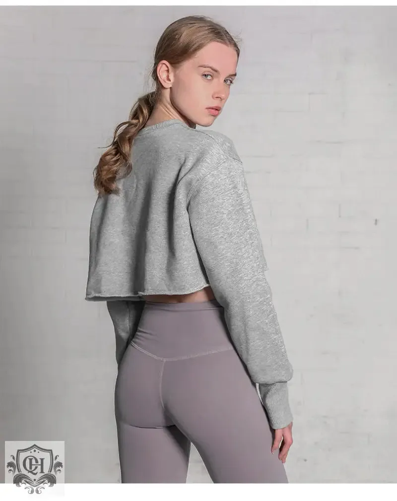 Cropped Solid Cotton Sweater
