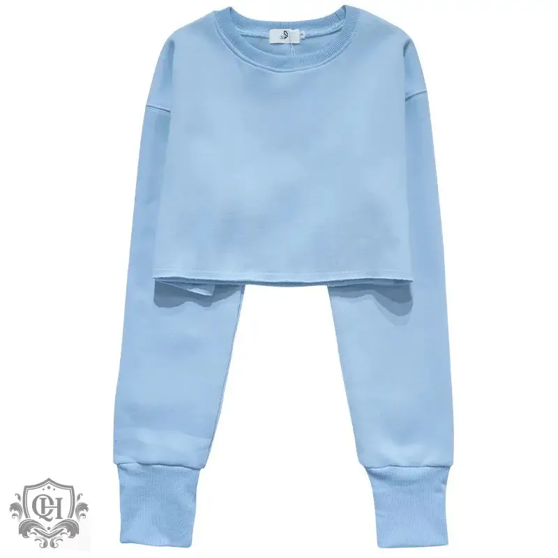 Cropped Solid Cotton Sweater