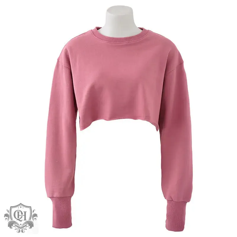 Cropped Solid Cotton Sweater