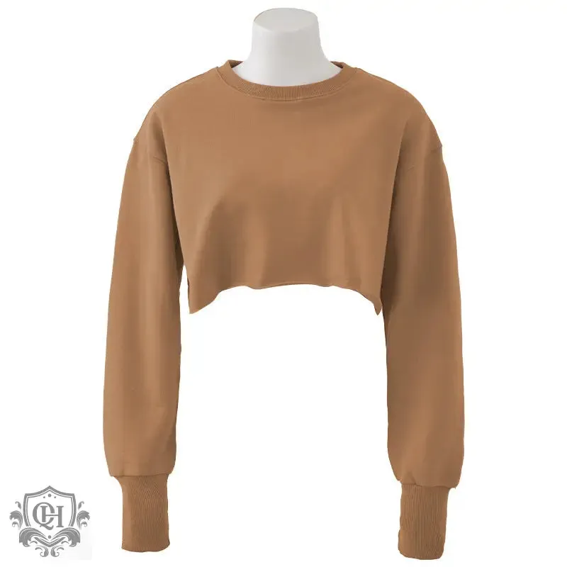 Cropped Solid Cotton Sweater
