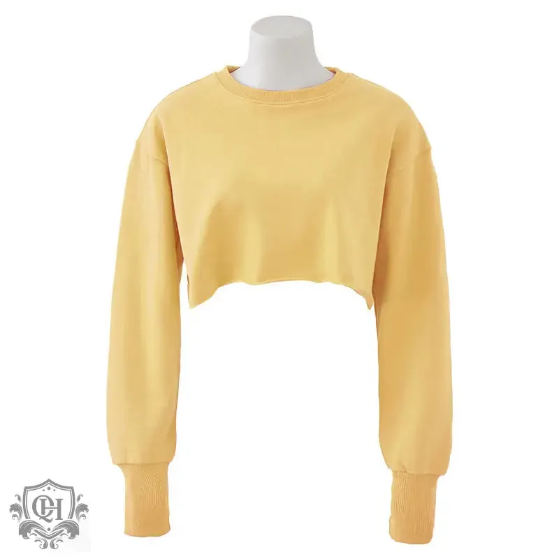 Cropped Solid Cotton Sweater