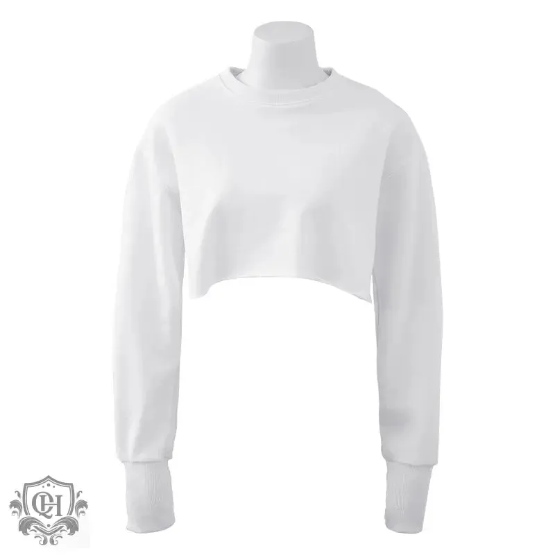 Cropped Solid Cotton Sweater