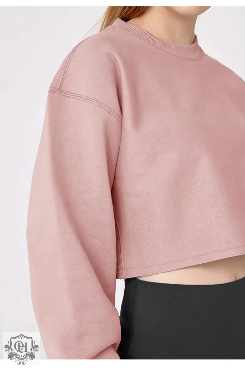 Cropped Solid Cotton Sweater