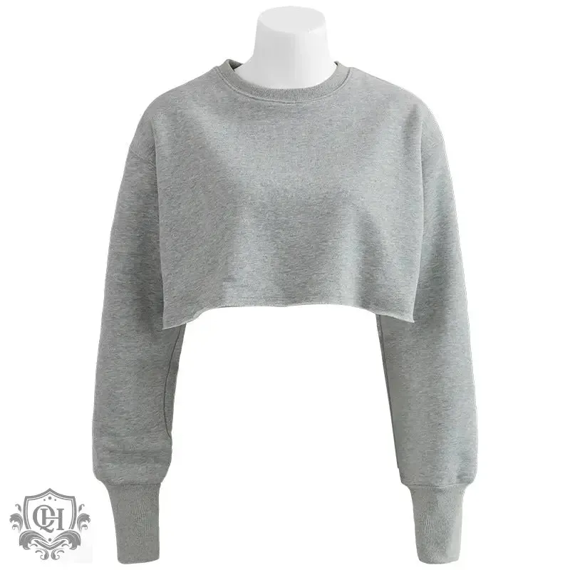 Cropped Solid Cotton Sweater