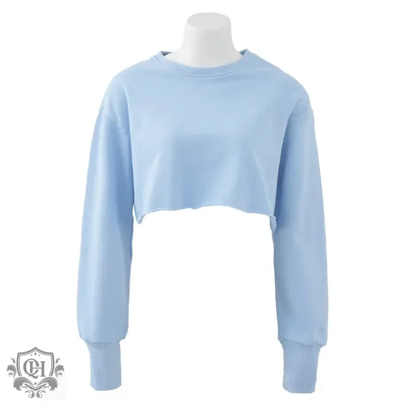 Cropped Solid Cotton Sweater
