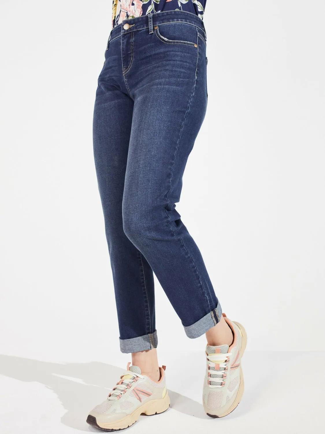 Dressbarn Girlfriend 5 Pocket Jean With Double Rolled Cuff