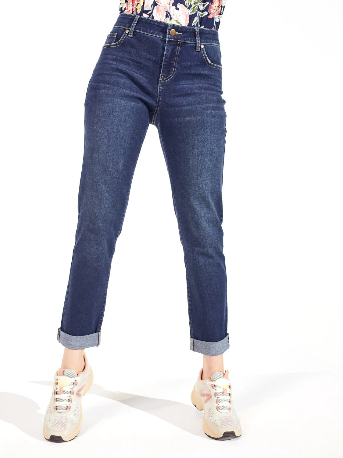 Dressbarn Girlfriend 5 Pocket Jean With Double Rolled Cuff
