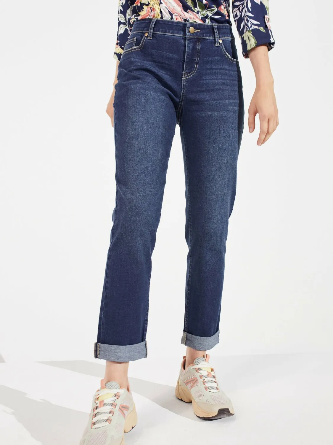 Dressbarn Girlfriend 5 Pocket Jean With Double Rolled Cuff