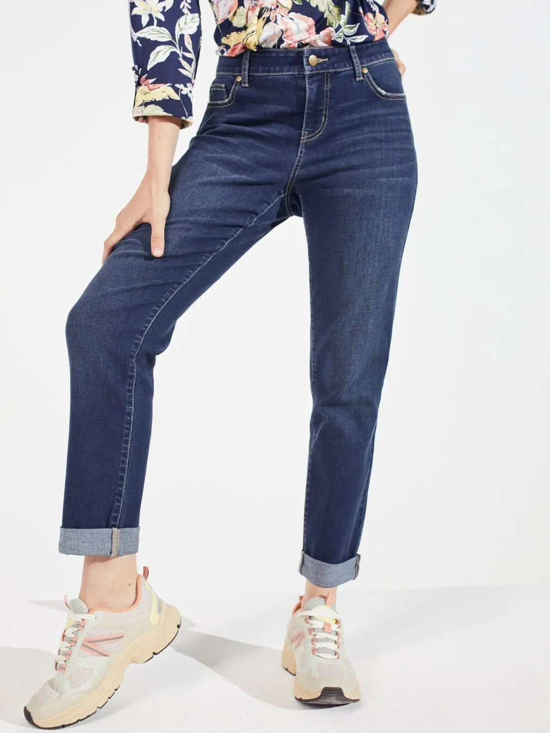 Dressbarn Girlfriend 5 Pocket Jean With Double Rolled Cuff