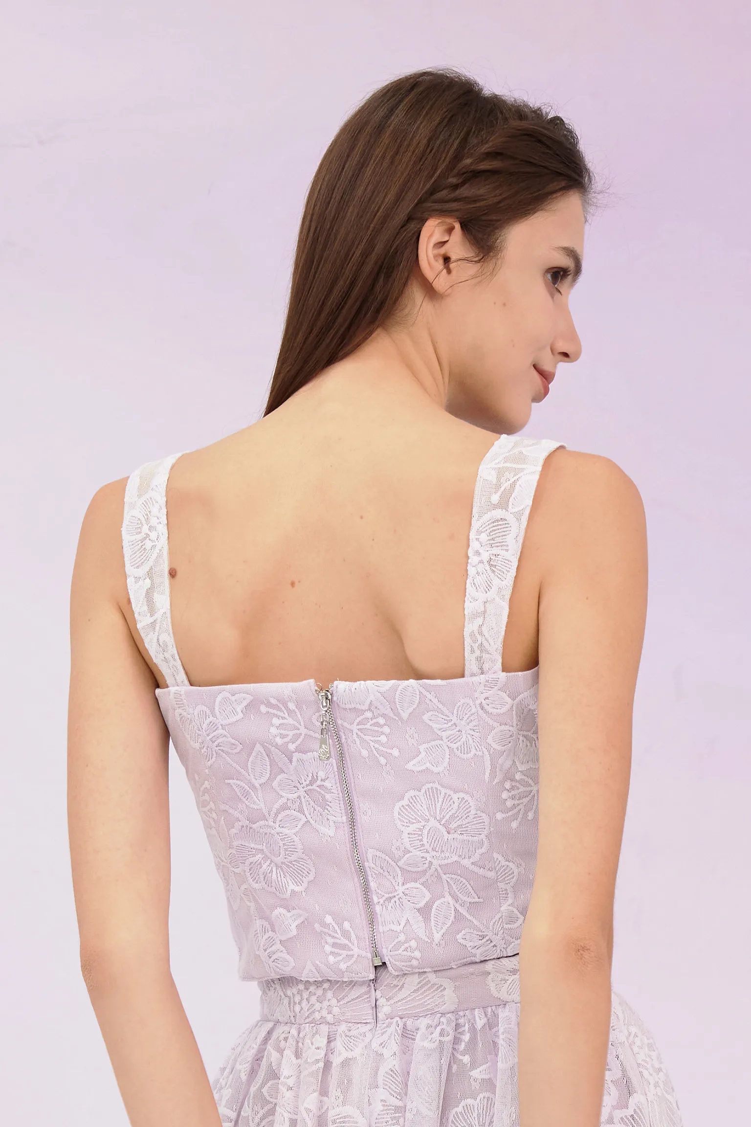 Fawne Purple Flower Lace Top