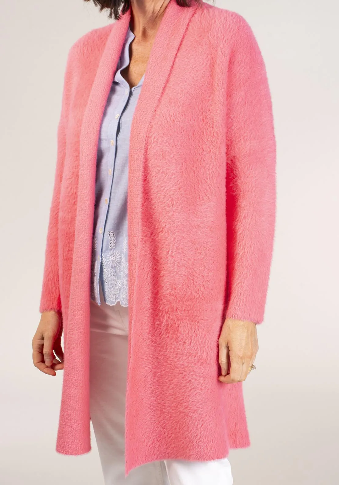 Feather Yarn Cardigan - Pink