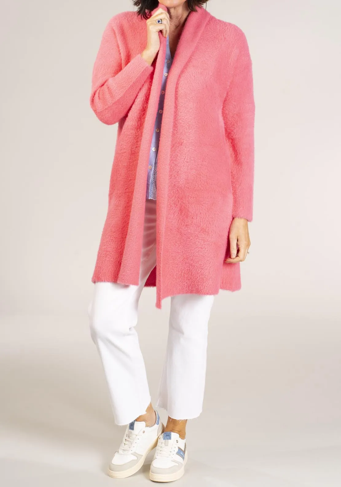 Feather Yarn Cardigan - Pink