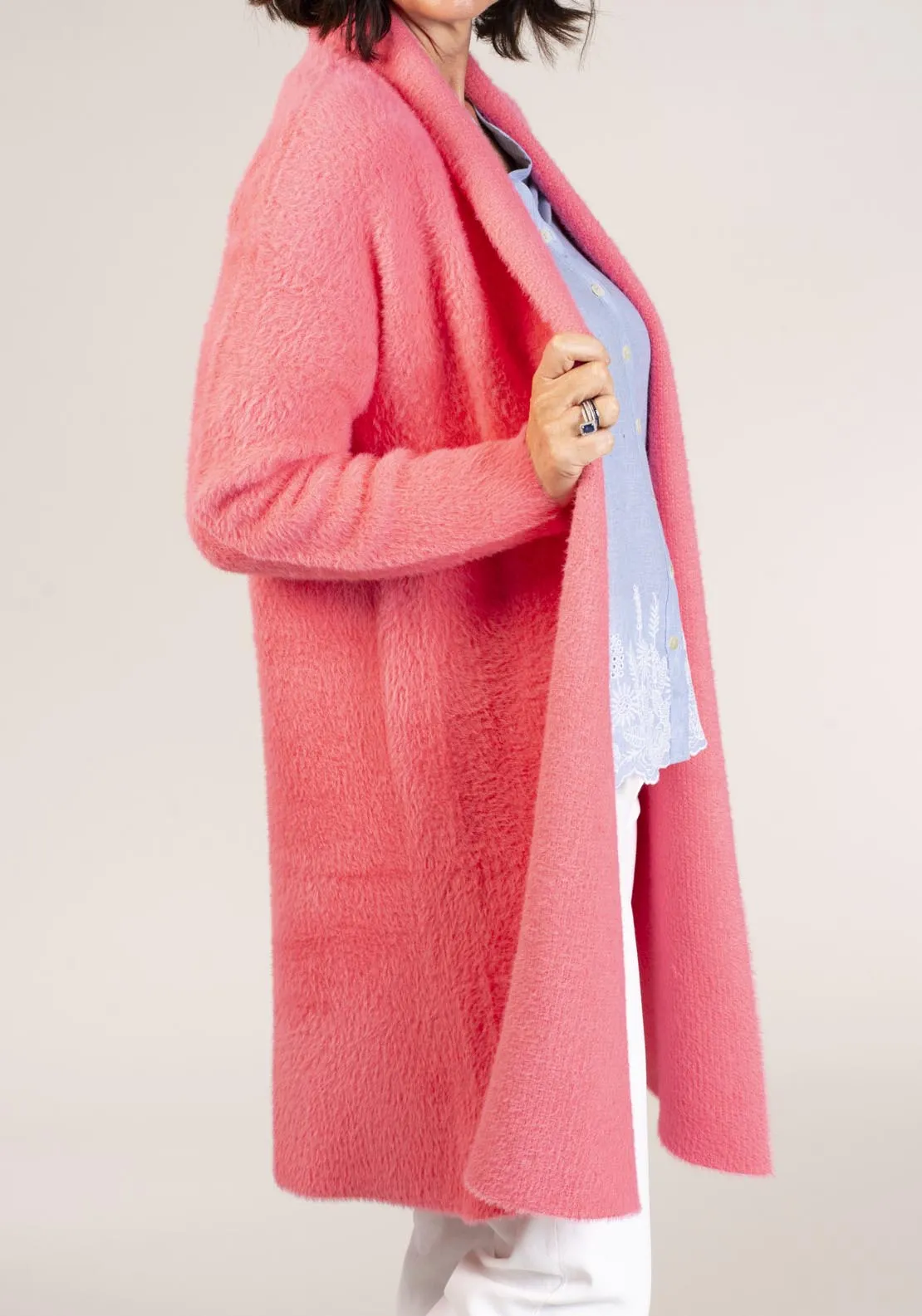 Feather Yarn Cardigan - Pink