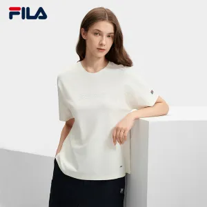 FILA CORE LIFESTYLE MODERN HERITAGE THE LOUVRE PALACE Women Short Sleeve T-shirt (Ash white / Purple)