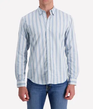 Finbar Woven Button Up in Multi Slate Stripe