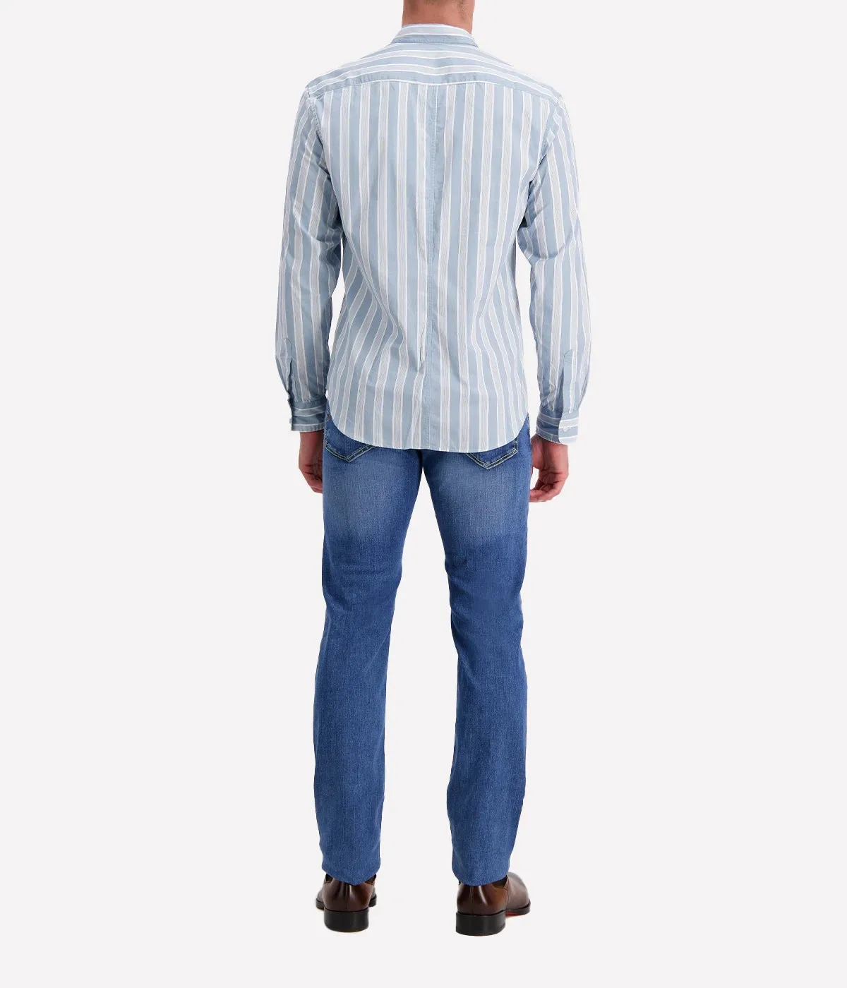 Finbar Woven Button Up in Multi Slate Stripe