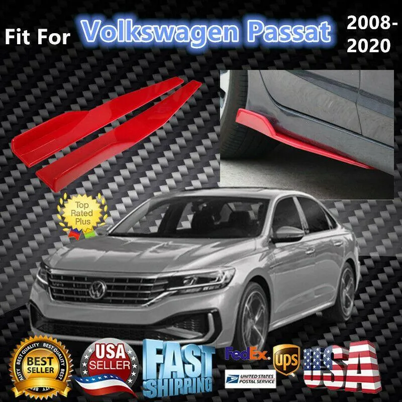 Fit 2008-Up Volkswagen Passat Side Skirts Splitter Diffuser Wings (Red)