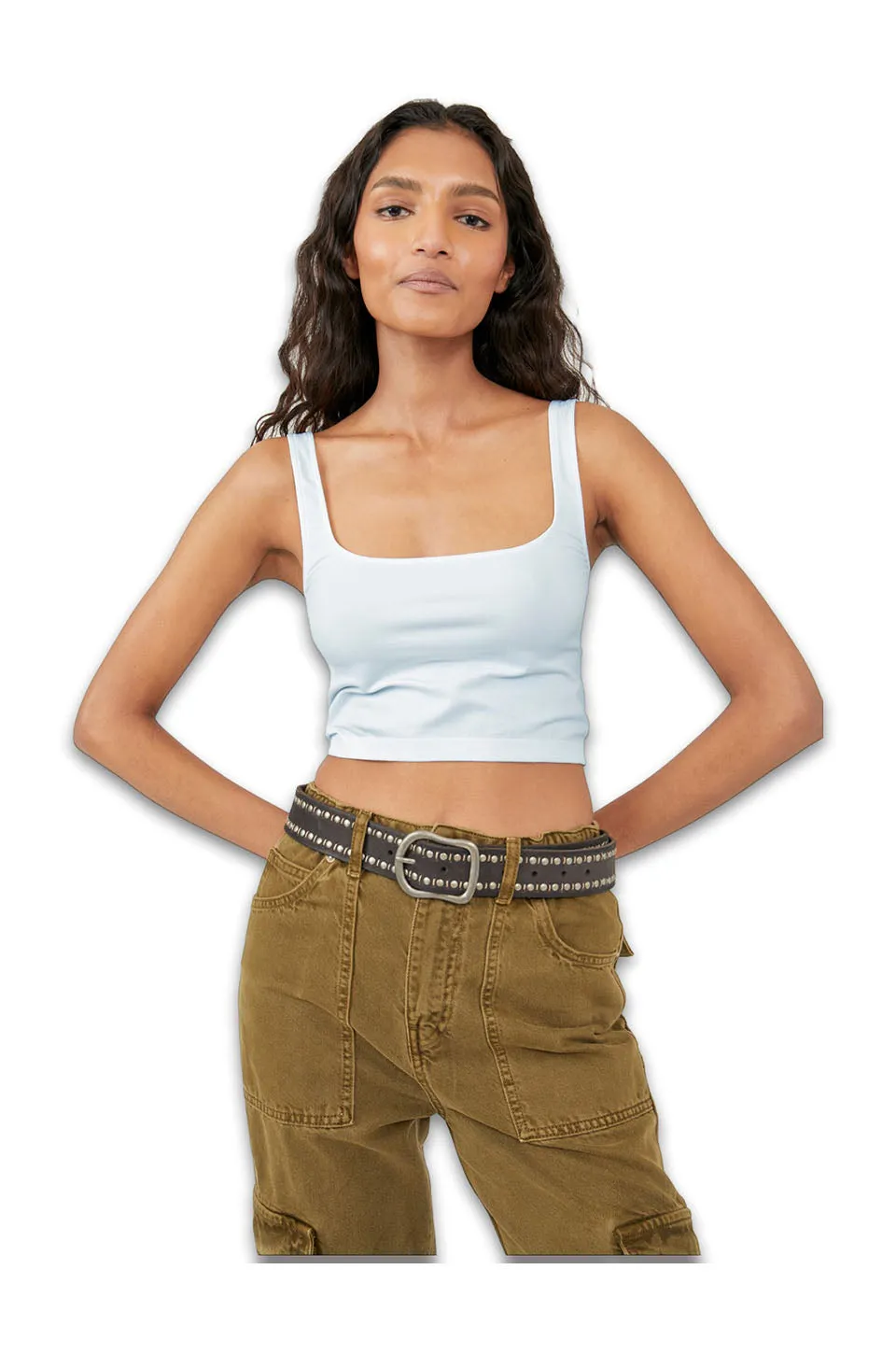 Free People Scoop Neck Crop In Crisp Morning