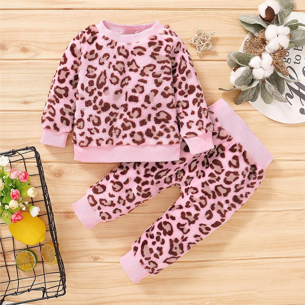 Girls Leopard Long Sleeve Pullover & Pants Toddler Girls Wholesale