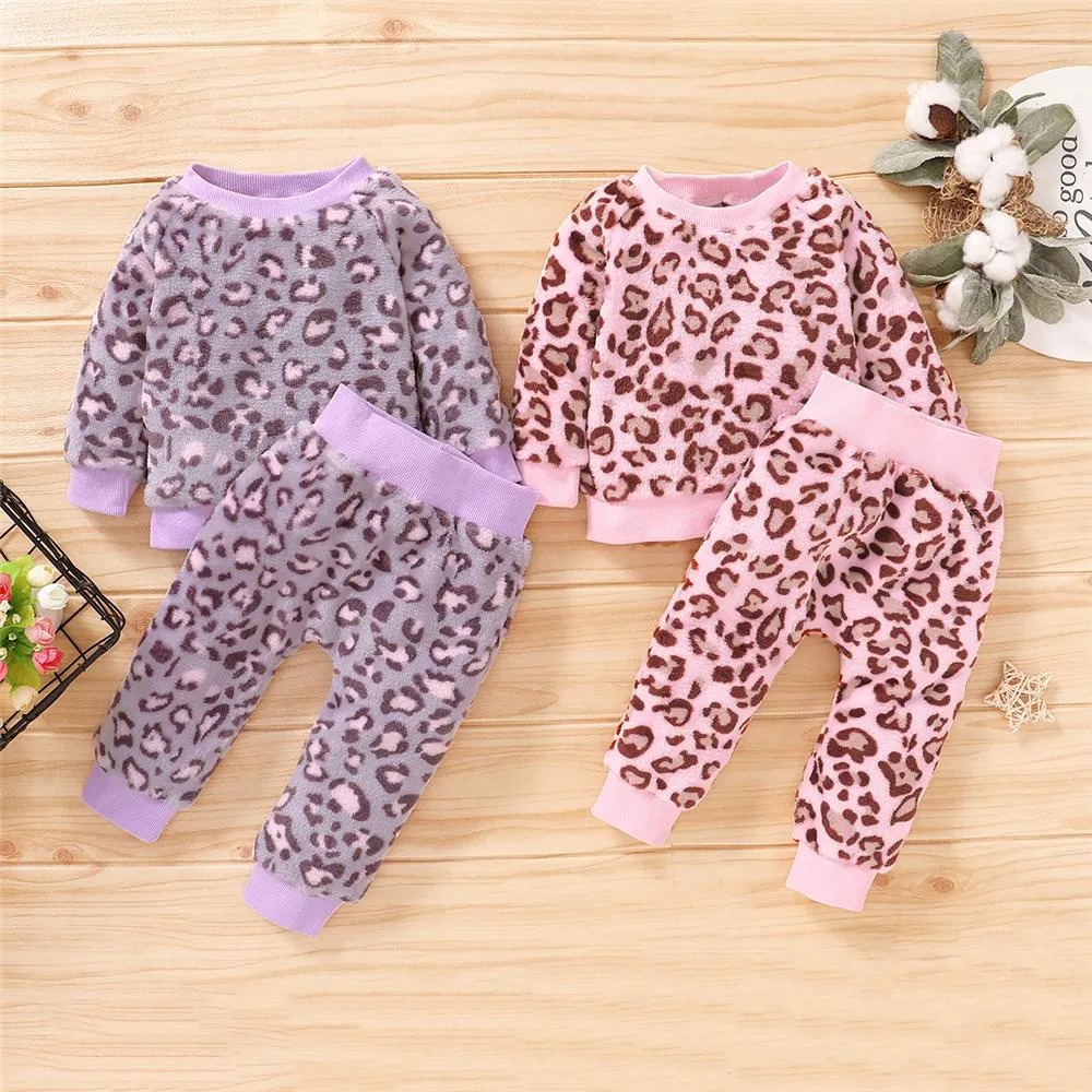 Girls Leopard Long Sleeve Pullover & Pants Toddler Girls Wholesale