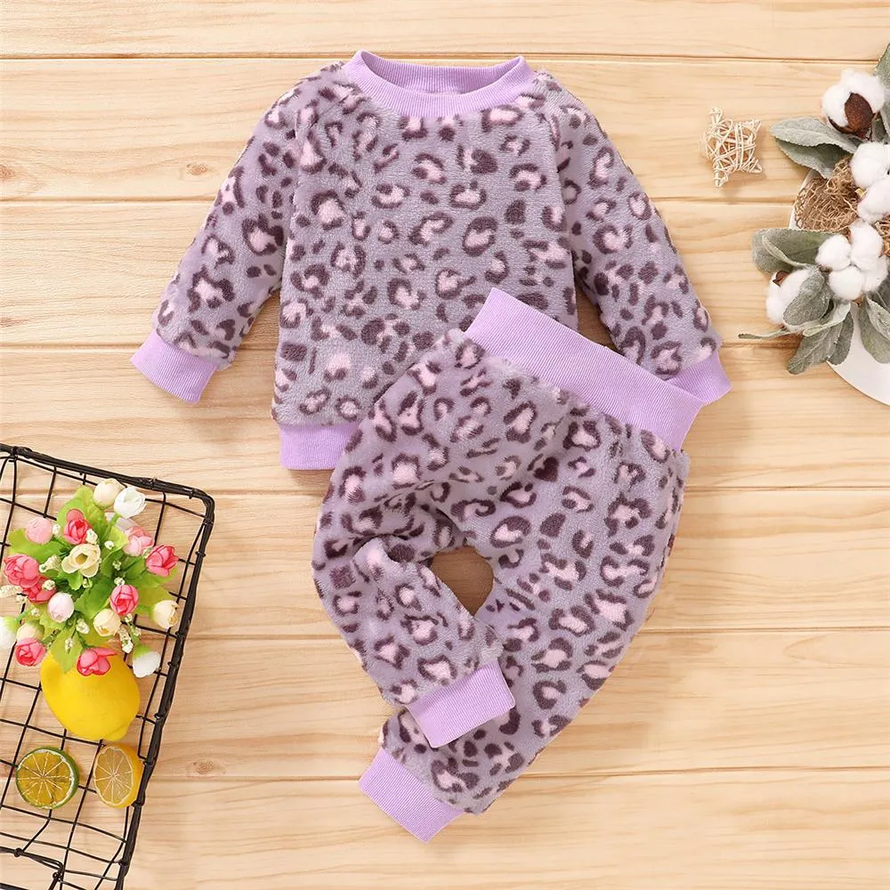Girls Leopard Long Sleeve Pullover & Pants Toddler Girls Wholesale