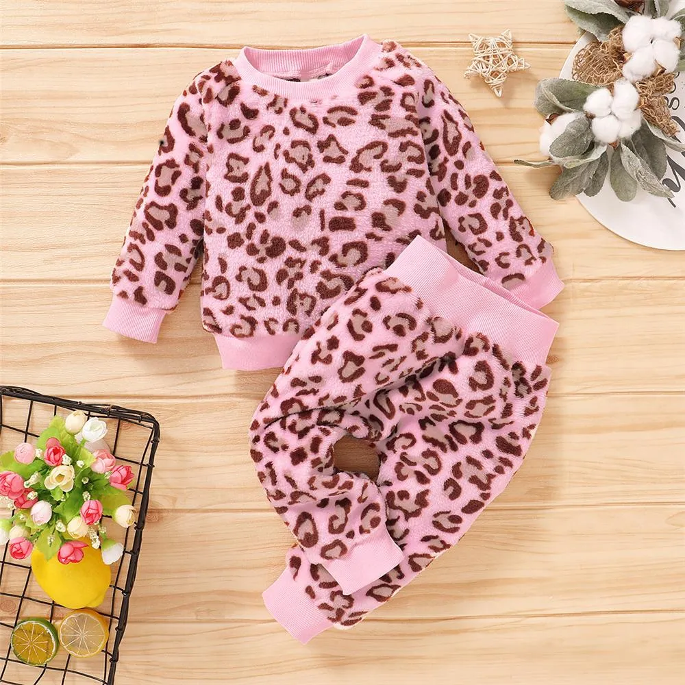 Girls Leopard Long Sleeve Pullover & Pants Toddler Girls Wholesale