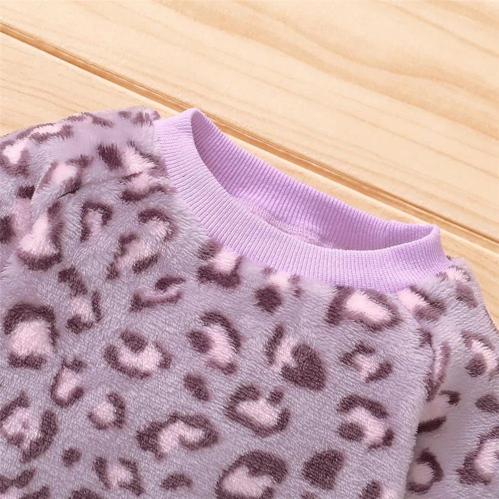 Girls Leopard Long Sleeve Pullover & Pants Toddler Girls Wholesale
