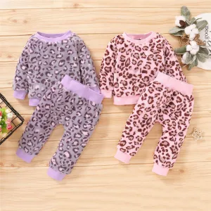 Girls Leopard Long Sleeve Pullover & Pants Toddler Girls Wholesale
