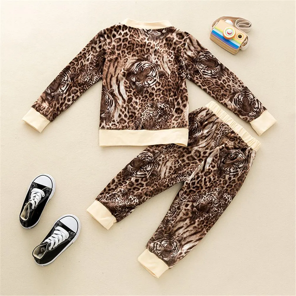 Girls Leopard Long Sleeve Top & Pants Wholesale Girl Clothing