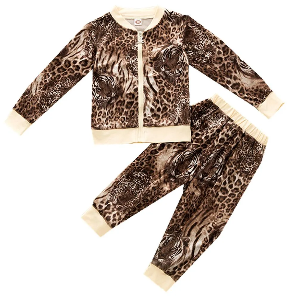 Girls Leopard Long Sleeve Top & Pants Wholesale Girl Clothing