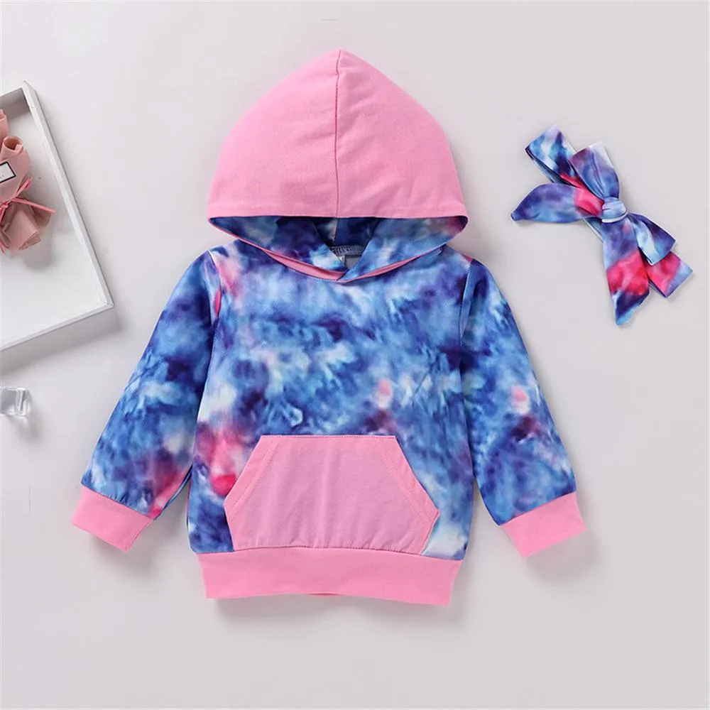 Girls Tie Dye Hooded Top & Pants Wholesale Little Girl Boutique Clothing
