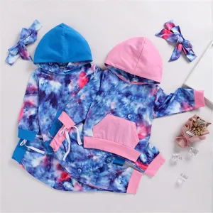 Girls Tie Dye Hooded Top & Pants Wholesale Little Girl Boutique Clothing
