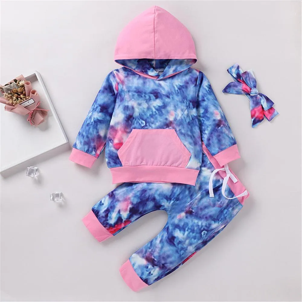 Girls Tie Dye Hooded Top & Pants Wholesale Little Girl Boutique Clothing