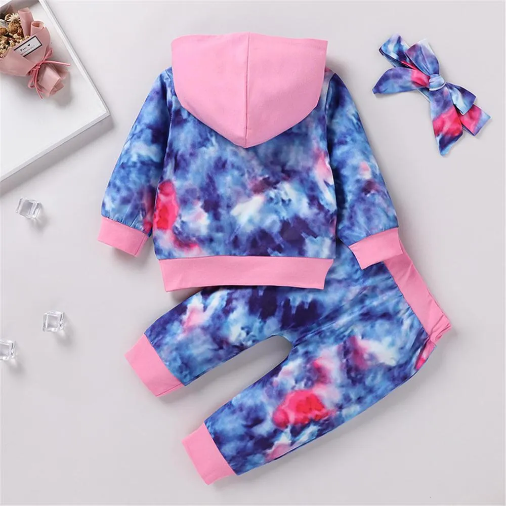 Girls Tie Dye Hooded Top & Pants Wholesale Little Girl Boutique Clothing