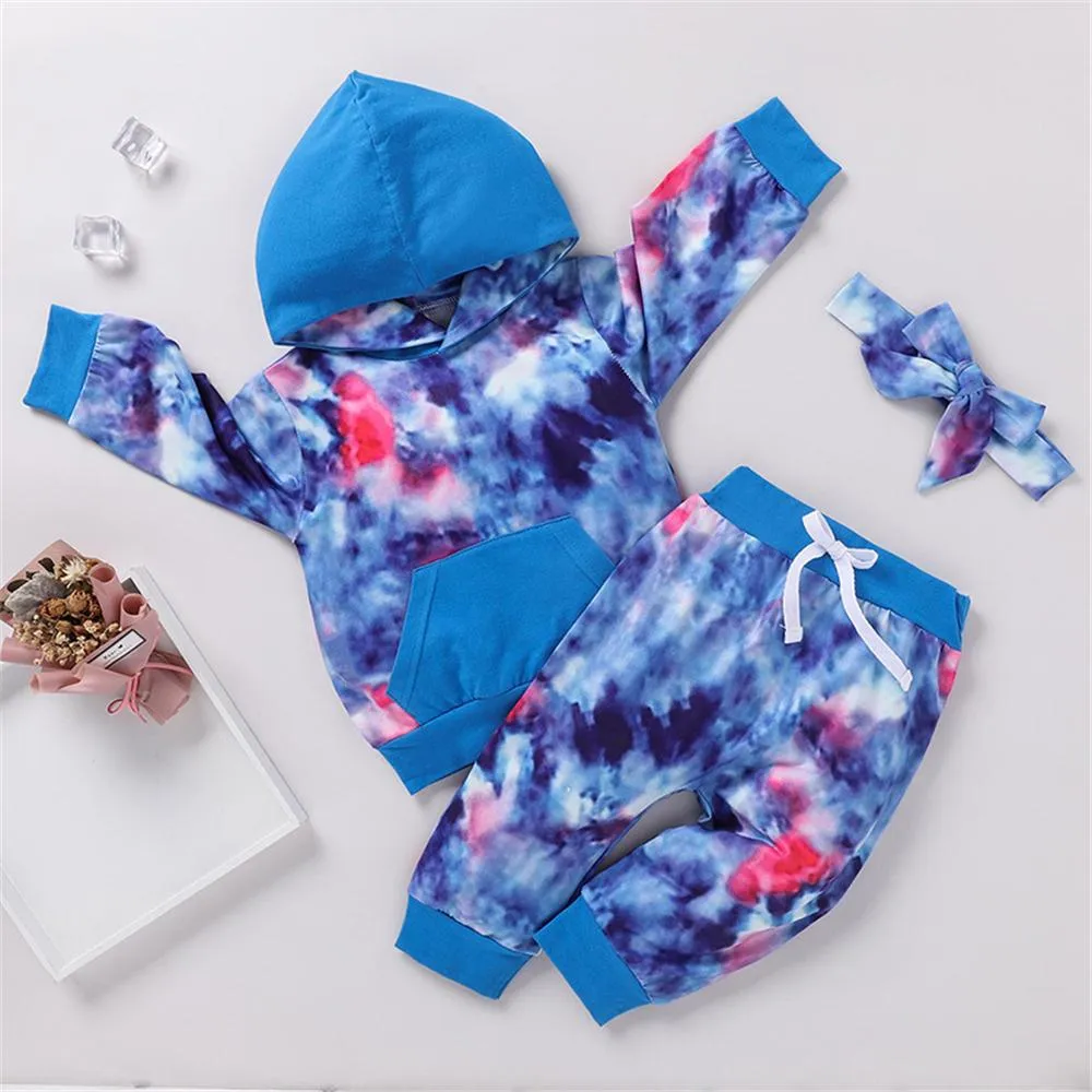 Girls Tie Dye Hooded Top & Pants Wholesale Little Girl Boutique Clothing