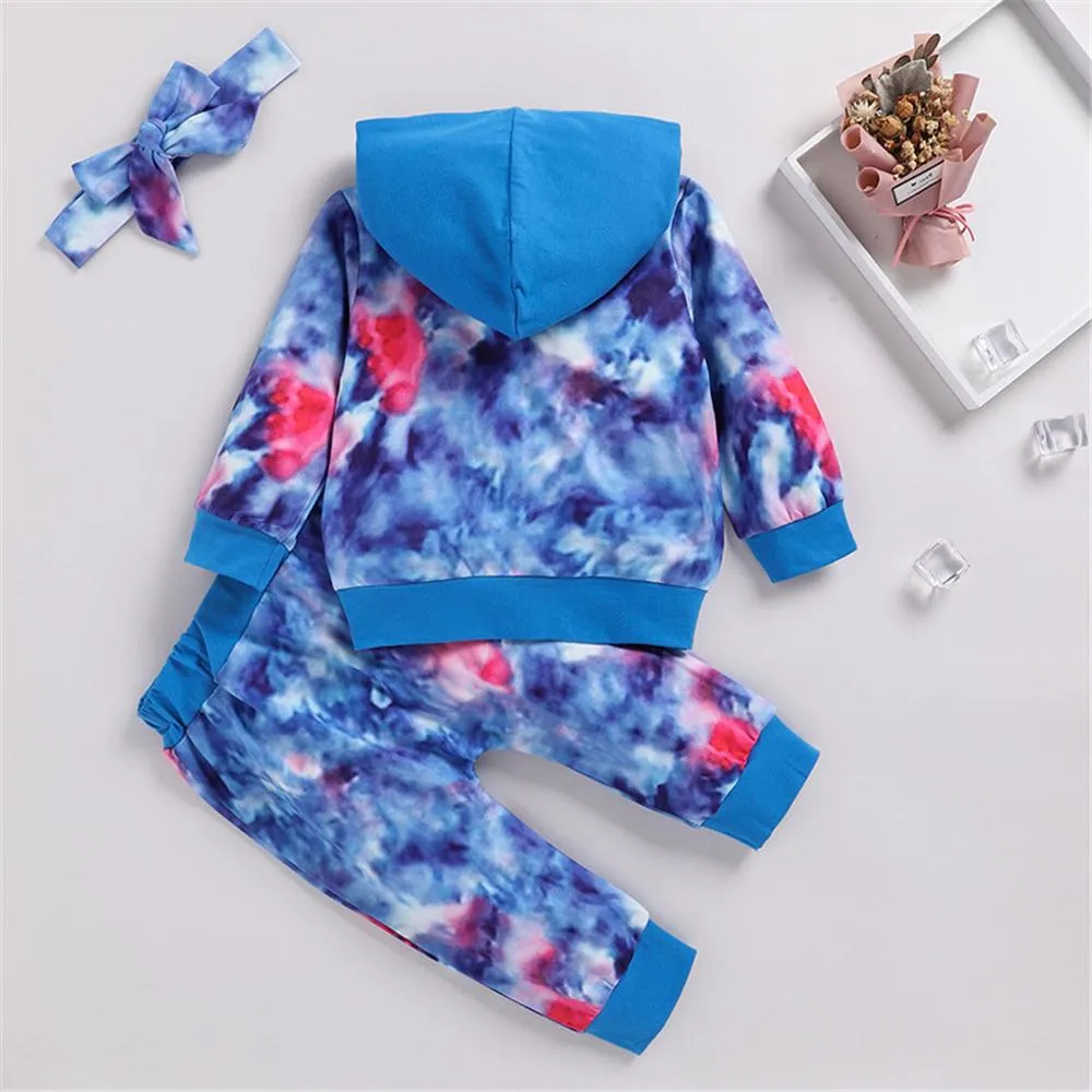 Girls Tie Dye Hooded Top & Pants Wholesale Little Girl Boutique Clothing