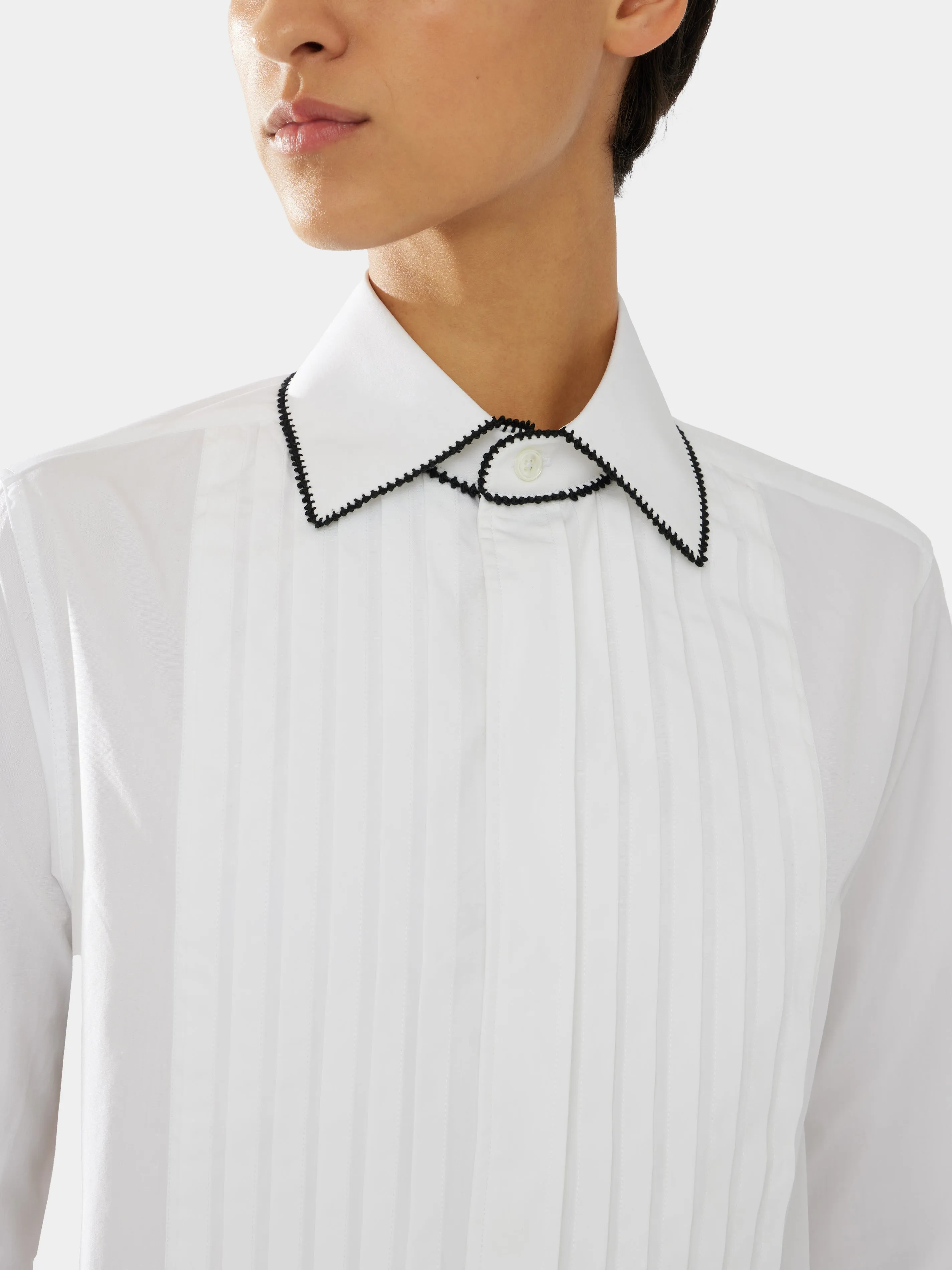 Hand-Embroidered Cotton Long Smoking Shirt