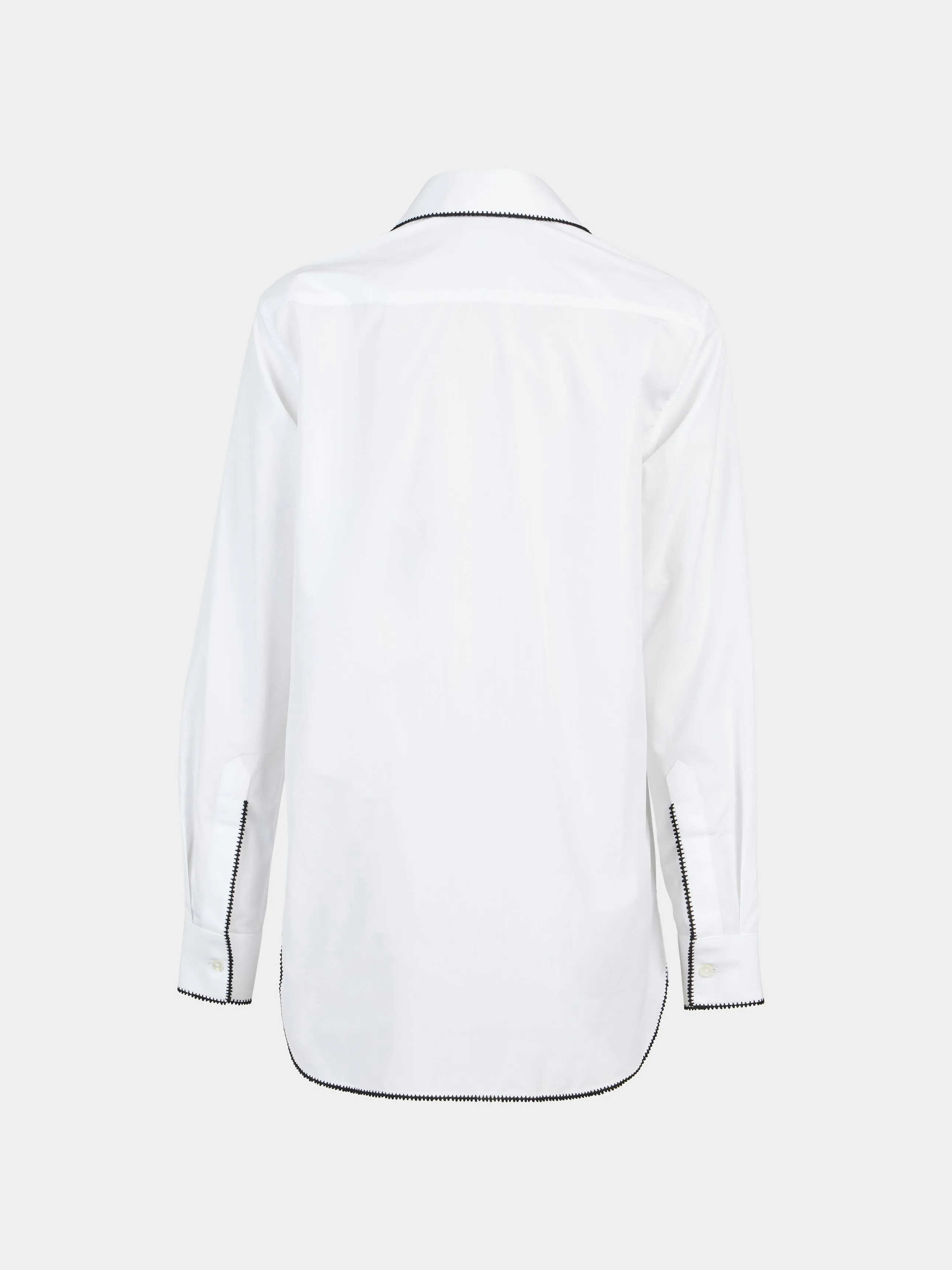 Hand-Embroidered Cotton Long Smoking Shirt