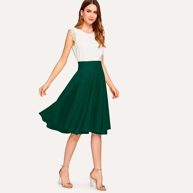 High Rise Wide Waistband Circle Skirt