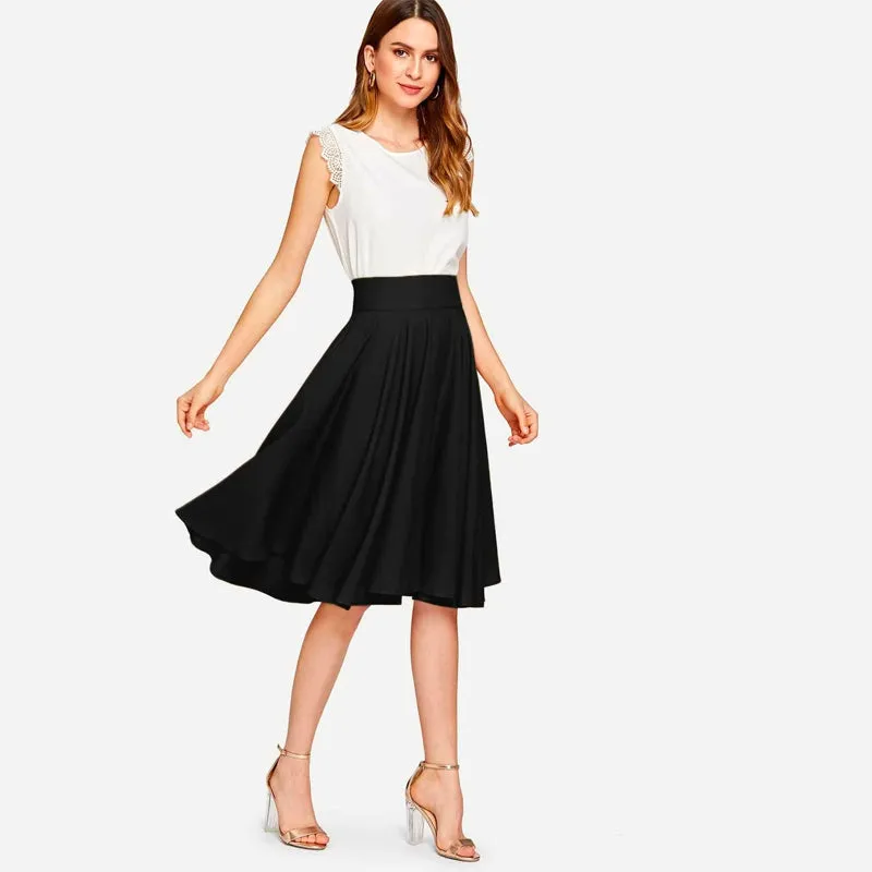 High Rise Wide Waistband Circle Skirt