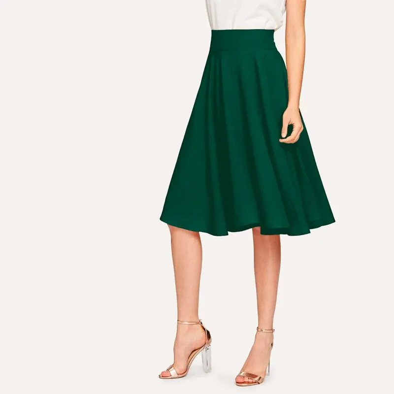 High Rise Wide Waistband Circle Skirt