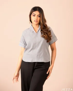 Hip Length Top With Decorative Collar 52722