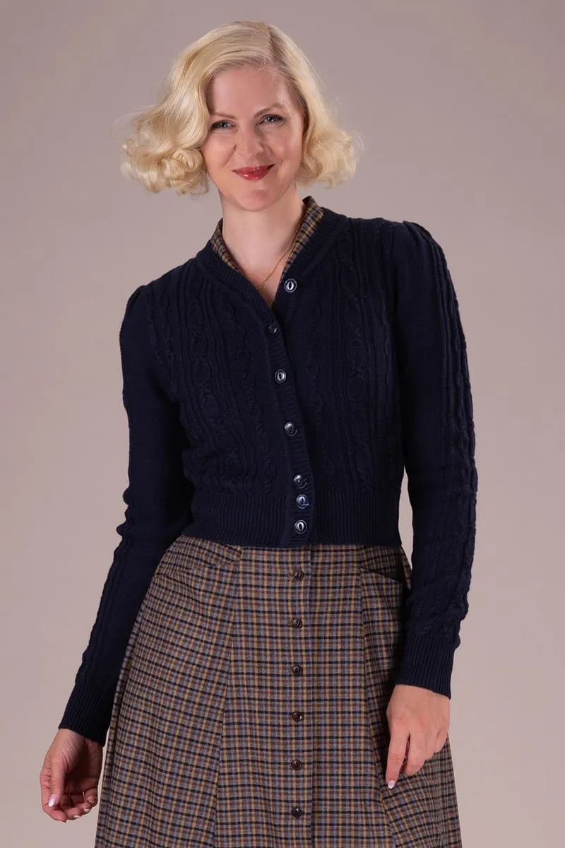 Ice Skater Cardigan i navy