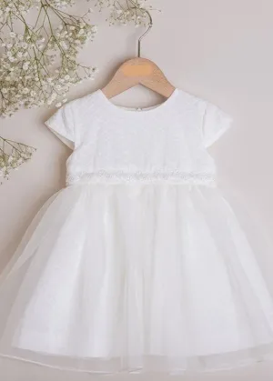 IVORY Christening Dress with Detachable Tulle Overlay (CORA)