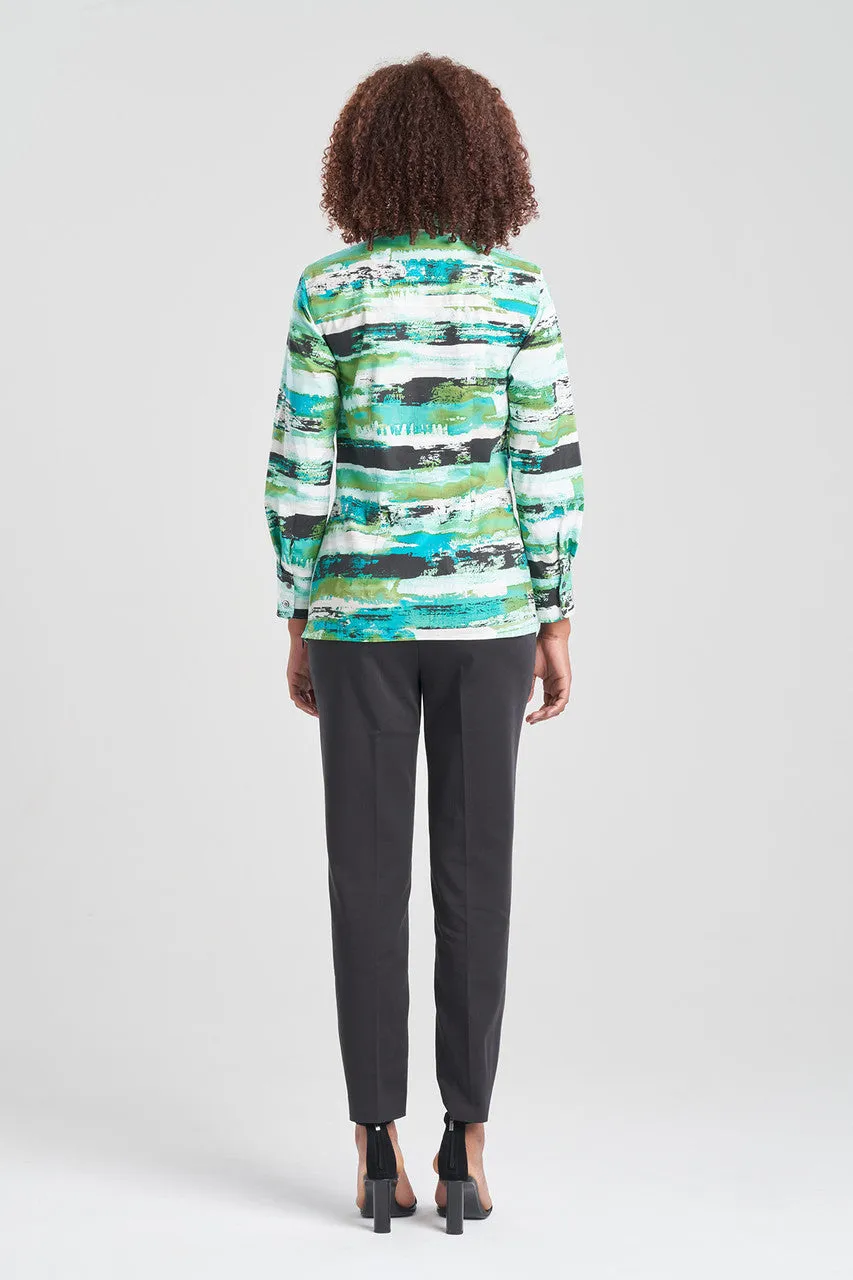 Kazuki Cotton Poplin Side Drape Embroidered Shirt