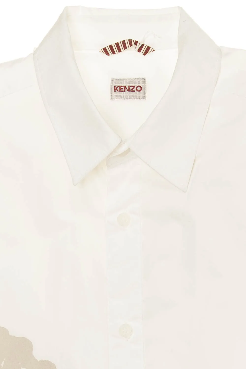 Kenzo - White Button Up Blouse with Red Flowers - M