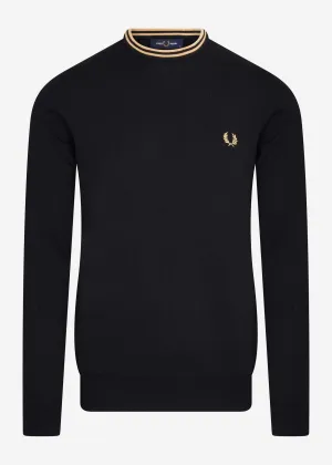 Klassischer Pullover mit Rundhalsausschnitt - schwarz champagner