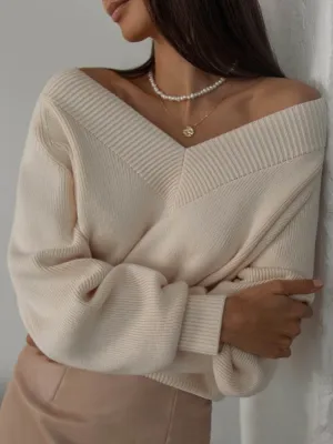 Knitted Long Sleeve Solid Women Pullovers